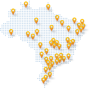 Mapa do Brasil mostrando os laboratórios credenciados